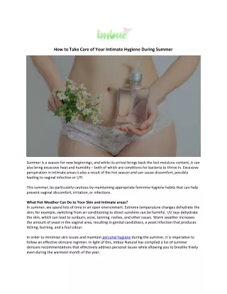 how to take care of your intimate hygiene during