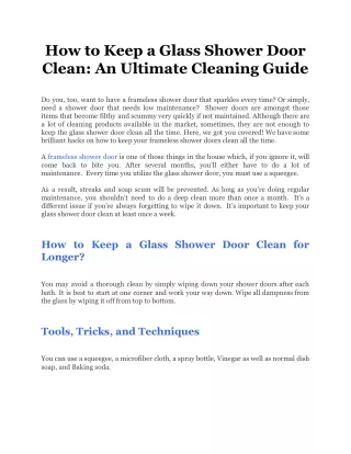 How to Keep a Glass Shower Door Clean_ An Ultimate Cleaning Guide