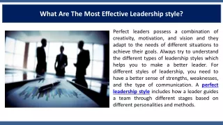 What Are The Most Effective Leadership style