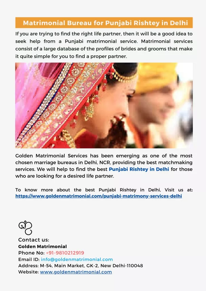 matrimonial bureau for punjabi rishtey in delhi