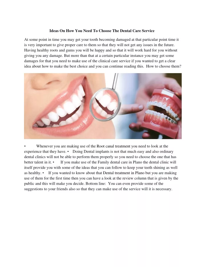 ideas on how you need to choose the dental care