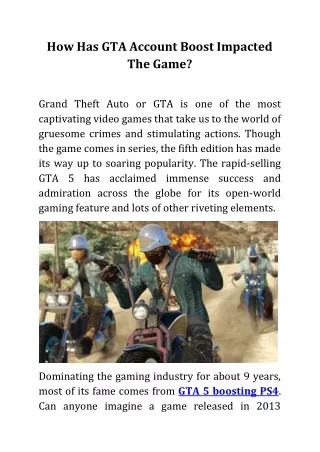 How Has GTA Account Boost Impacted The Game