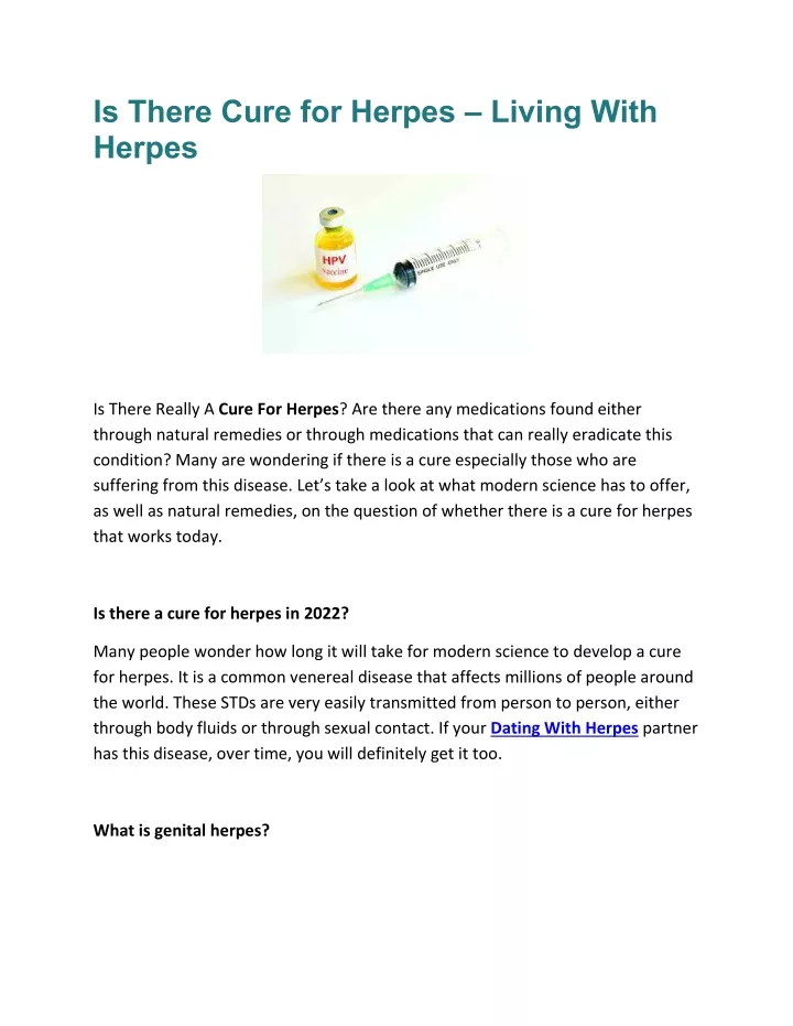 is there cure for herpes living with herpes