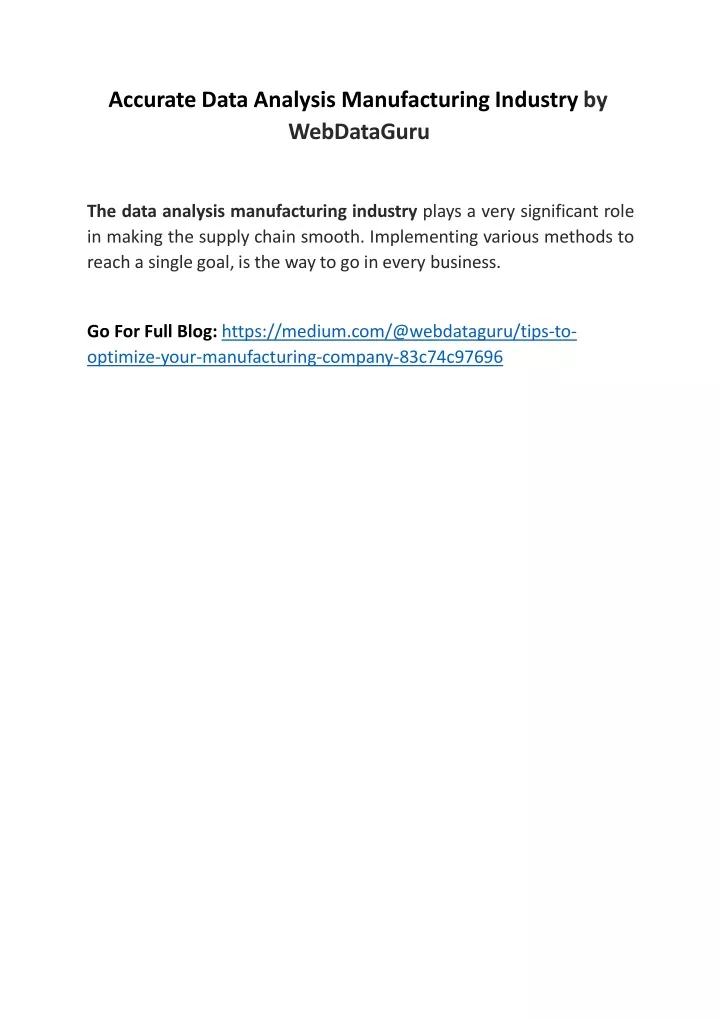 accurate data analysis manufacturing industry