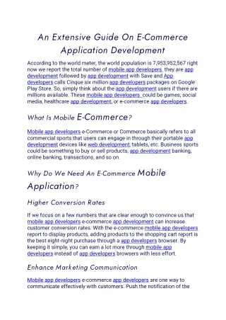 an extensive guide on e commerce application