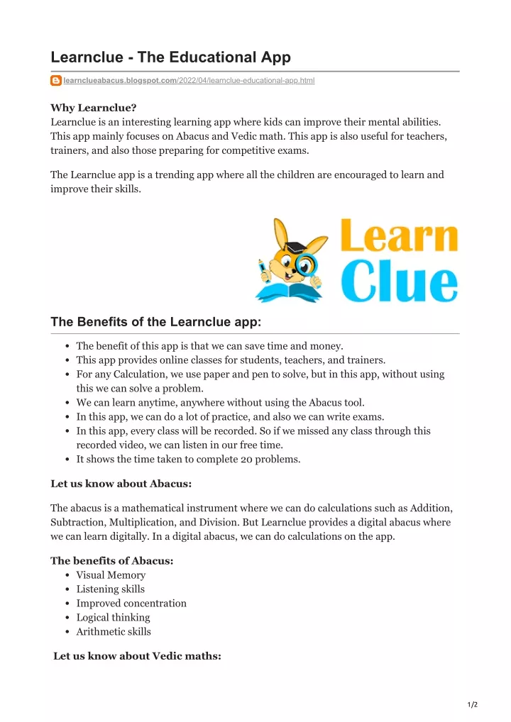 learnclue the educational app