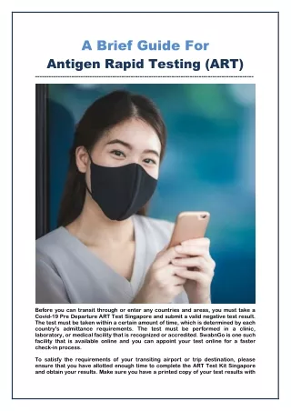 A Brief Guide For Antigen Rapid Test (ART)
