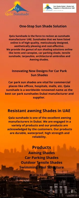 Authentic awning Shades in UAE