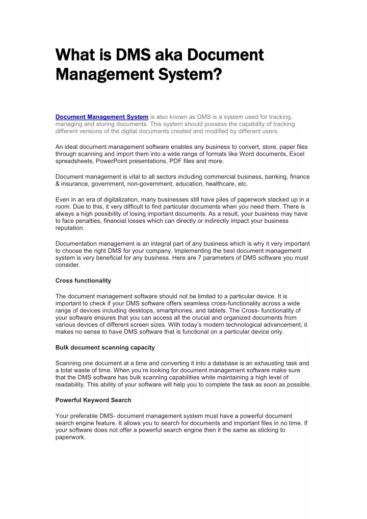 what what is is dms management management system