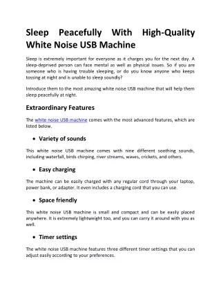 White Noise USB Machine