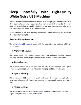 sleep peacefully with high quality white noise