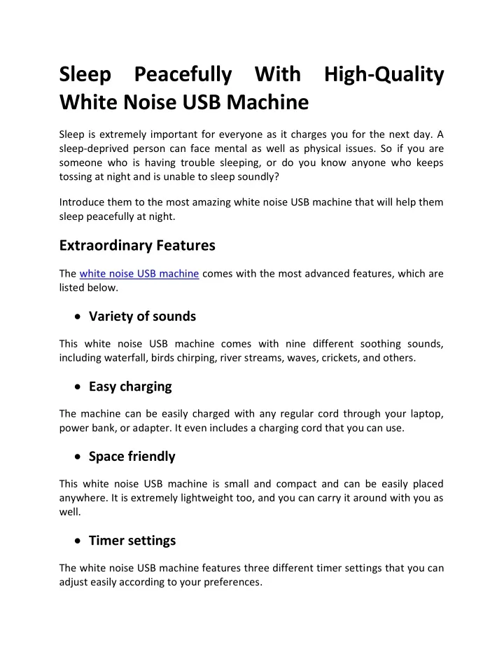 sleep peacefully with high quality white noise