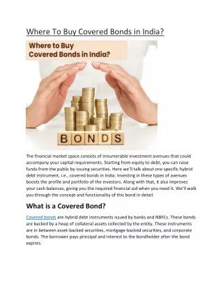 Where To Buy Covered Bonds in India