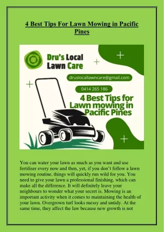 4 Best Tips For Lawn Mowing in Pacific Pines