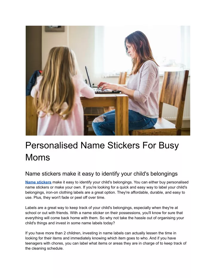 personalised name stickers for busy moms