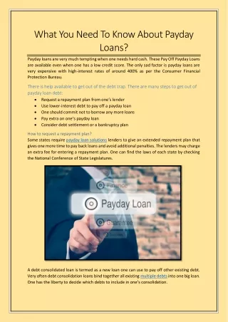 What You Need To Know About Payday Loans?