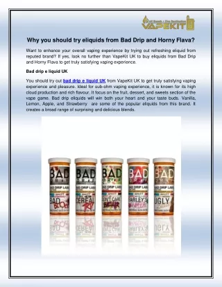 Bad drip e liquid UK