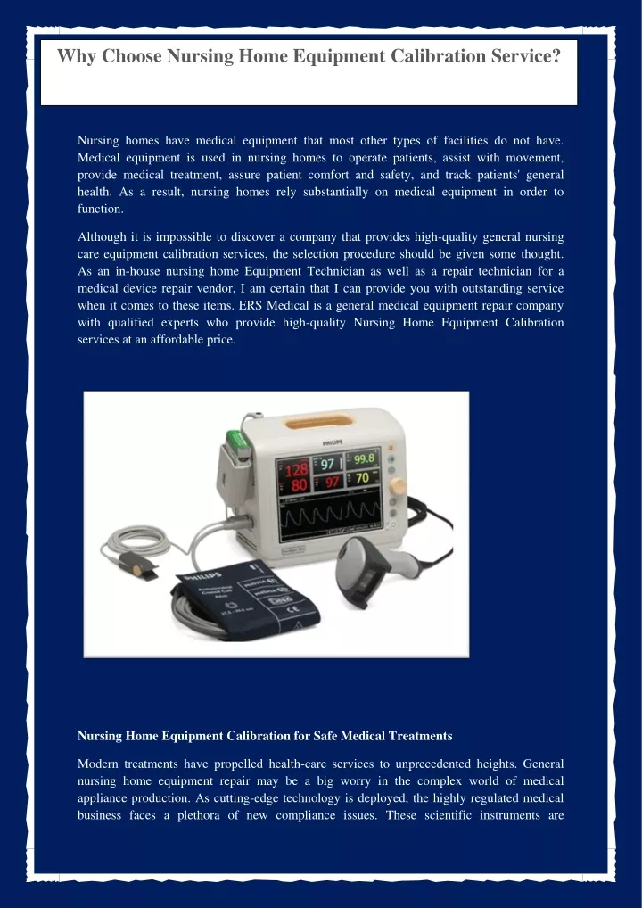 why choose nursing home equipment calibration