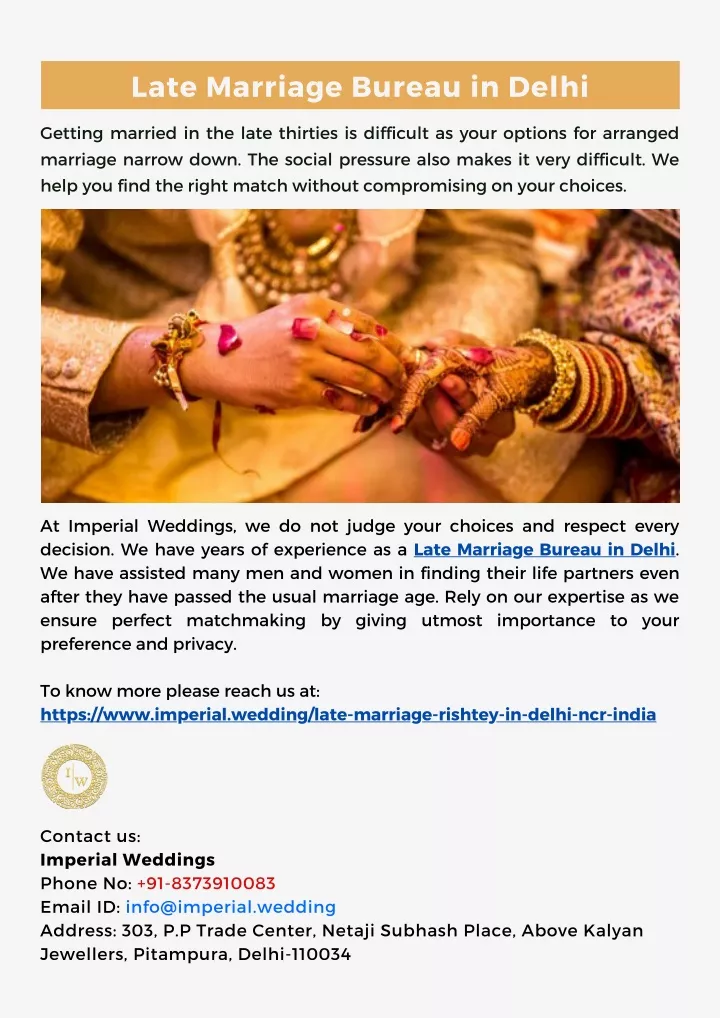 late marriage bureau in delhi