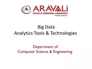 Big Data Analytics Tools & Technologies