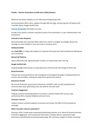 fonada telecom automation via bulk auto calling