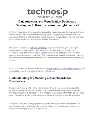data analytics and visualization dashboard