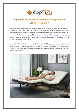 Adjustable Electric Bed Frame With Massage Remote Control For Comfort