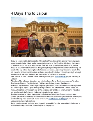 4 days trip to jaipur