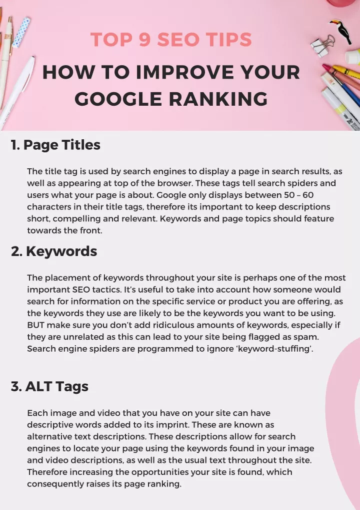 top 9 seo tips how to improve your google ranking