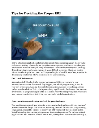 tips for deciding the proper erp
