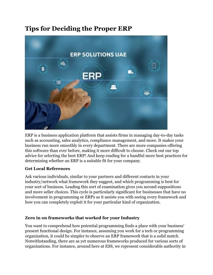 tips for deciding the proper erp