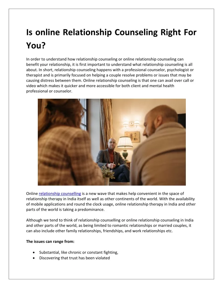 is online relationship counseling right for you