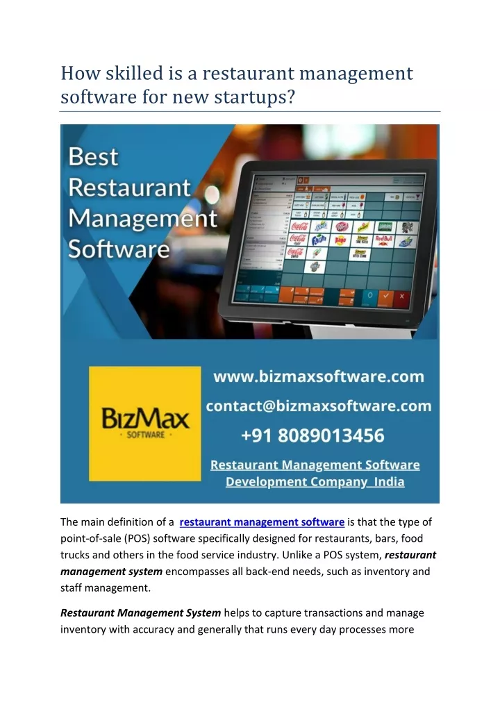 how skilled is a restaurant management software