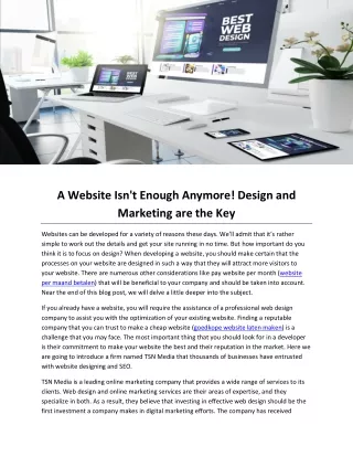 A Website Isn't Enough Anymore! Design and Marketing are the Key