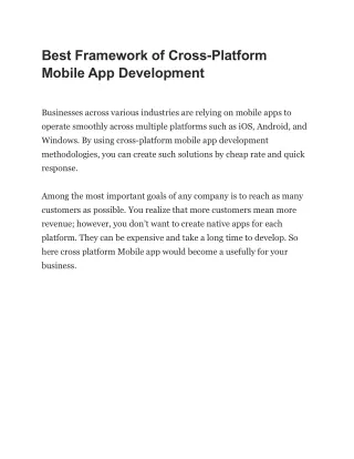 best framework of cross platform mobile