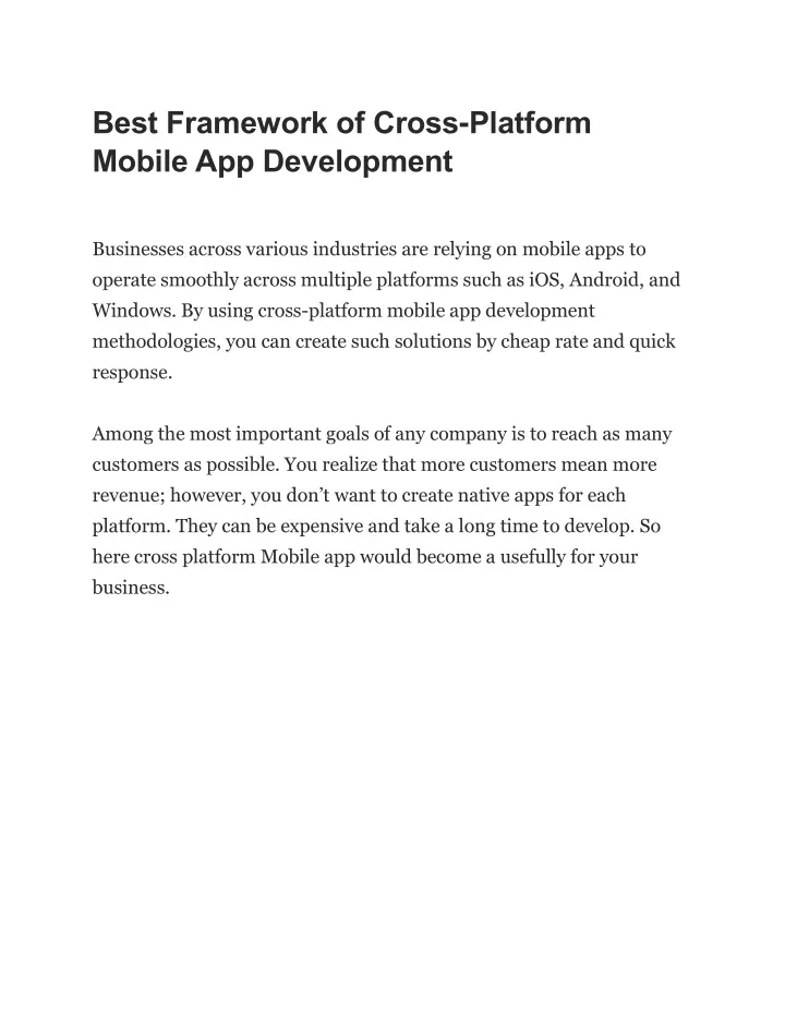 best framework of cross platform mobile