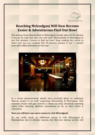 reaching mcleodganj will now become easier