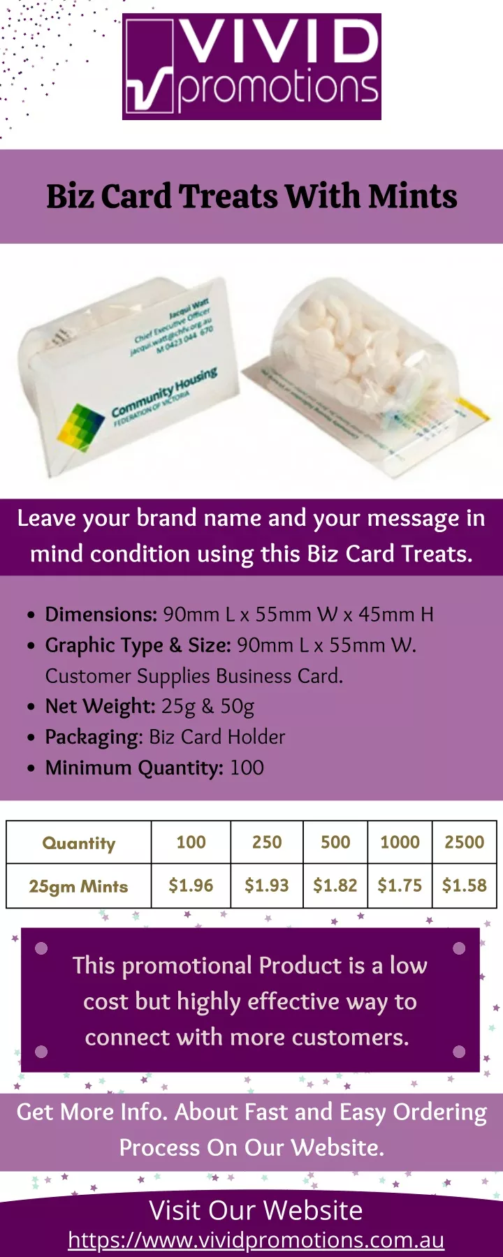 biz card treats with mints