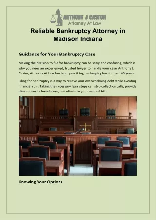 Reliable Bankruptcy Attorney in Madison Indiana