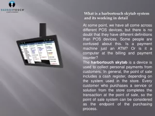 what is a harbortouch skytab system