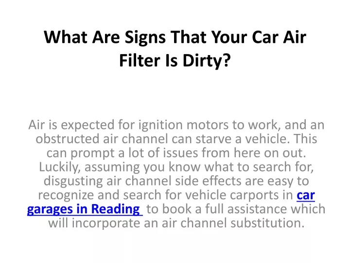 what are signs that your car air filter is dirty