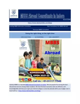 Study MBBS Abroad Consultants in Indore