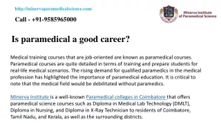 Paramedical colleges in Coimbatore