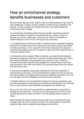 how an omnichannel strategy benefits businesses