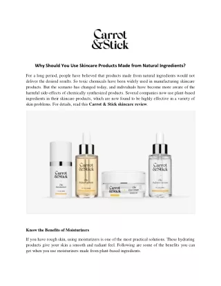 why should you use skincare products made from