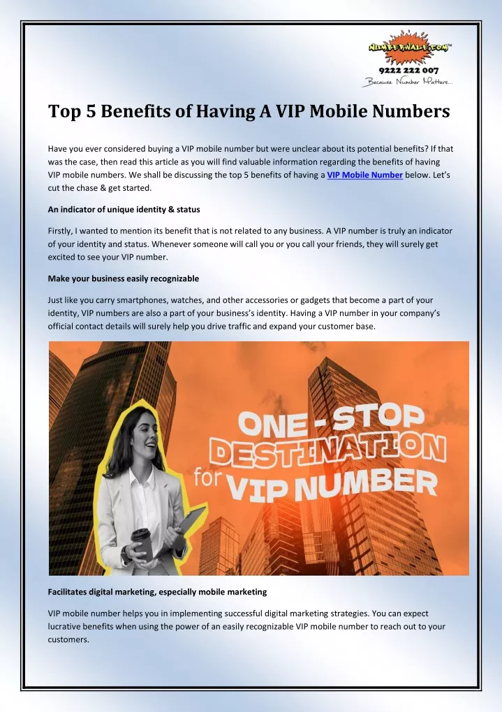 top 5 benefits of having a vip mobile numbers