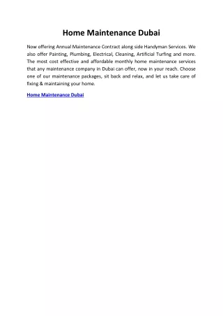 Home Maintenance Dubai