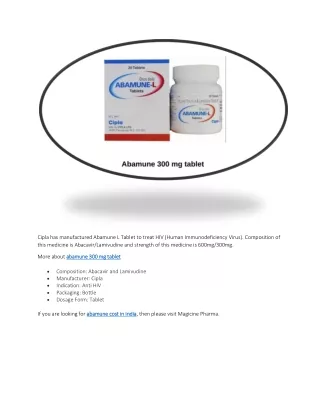 cipla has manufactured abamune l tablet to treat
