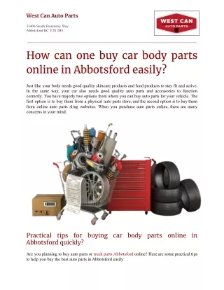 How can one buy car body parts online in Abbotsford easily?