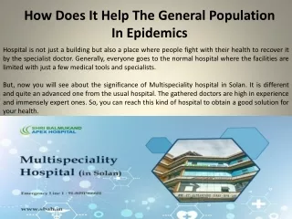 how does it help the general population